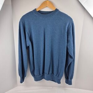 Toscano Made in Italy Blue Crewneck Wool Sweater Men's L Fits S Lightweight Knit